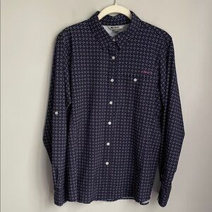 Ariat Tek Vented Geo Print Roll Tab Sleeve Shirt Size Medium